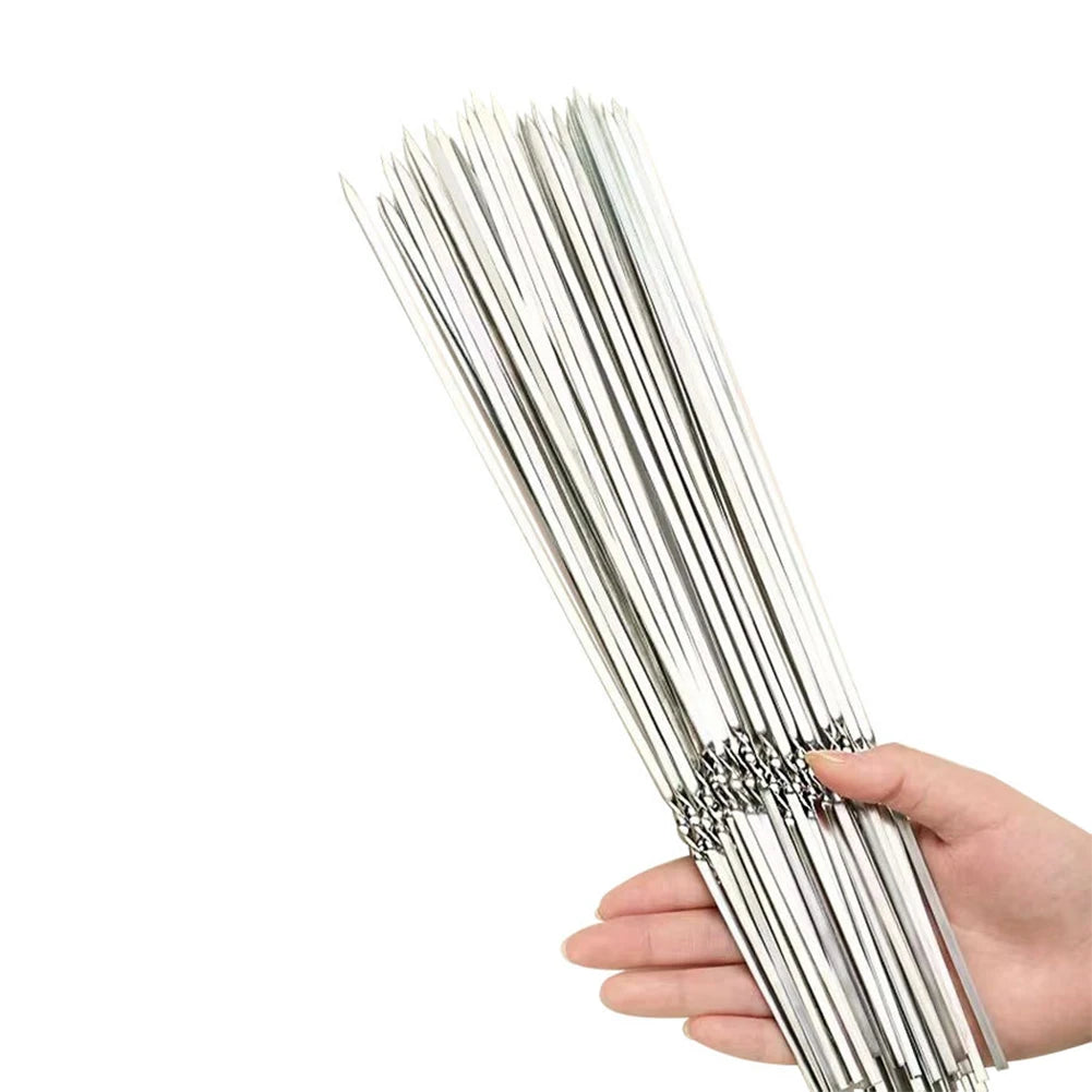 20pcs Barbecue Skewer Portable Kabob Skewers Stainless Steel Reusable Outdoor Camping Picnic Tools - Cooky Kitchenware