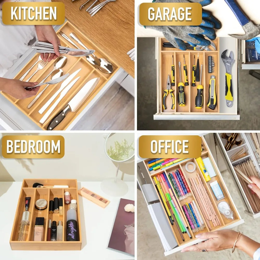 Silverware Organizer Kitchen Drawer Organizer Utensil Organizer Bamboo Silverware Holder Cutlery Organizer in Drawer Flatware Or - Cooky Kitchenware