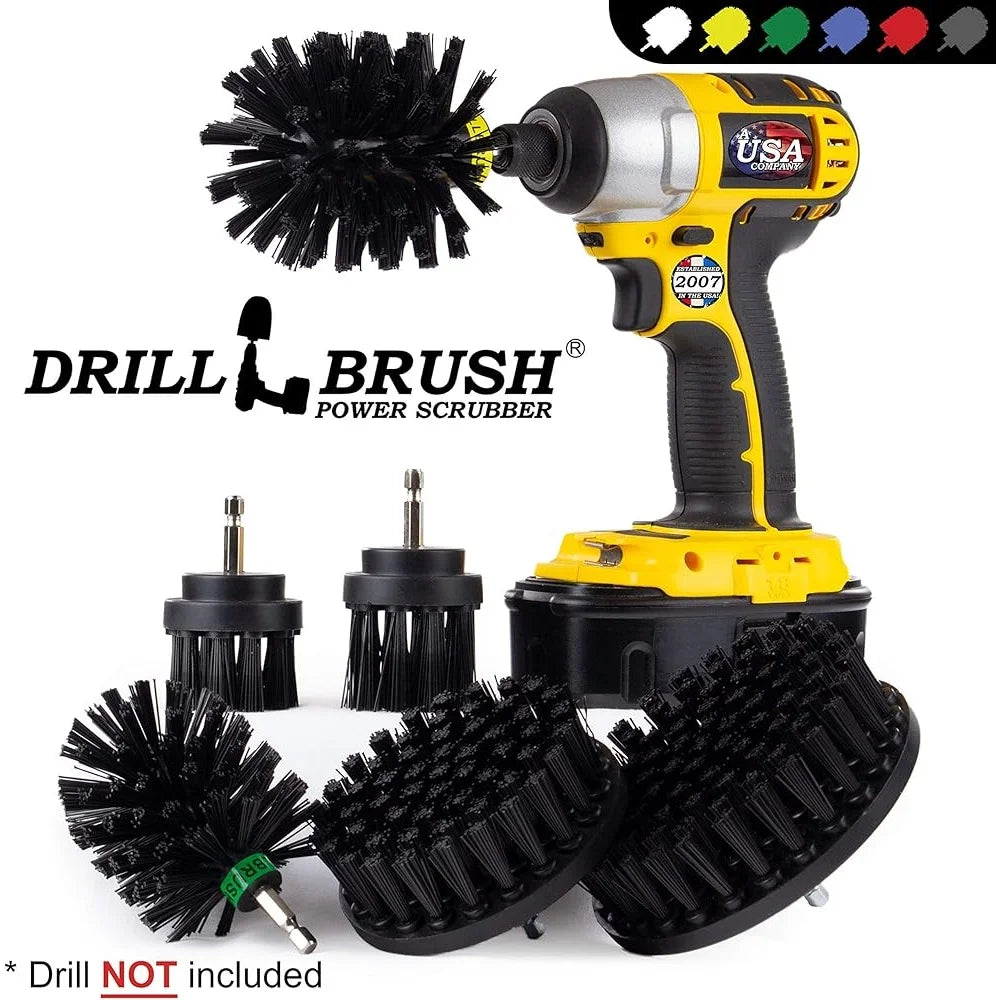 No Wire BBQ Grill Brush Drill Kit Ultra Stiff Cleaning Brushes Power Scrubber Rust Remover Cast Iron Smoker Oven Cleaner - Cooky Kitchenware