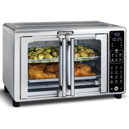 Gourmia 1700W Digital Oven Air Fryer, Multi-Mode One-Touch Preset, 24L, Stainless Steel, 6 Slices - Cooky Kitchenware