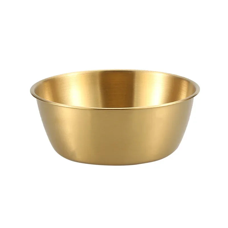Korean 304 Stainless Steel Rice Wine Bowl With Gold Handle