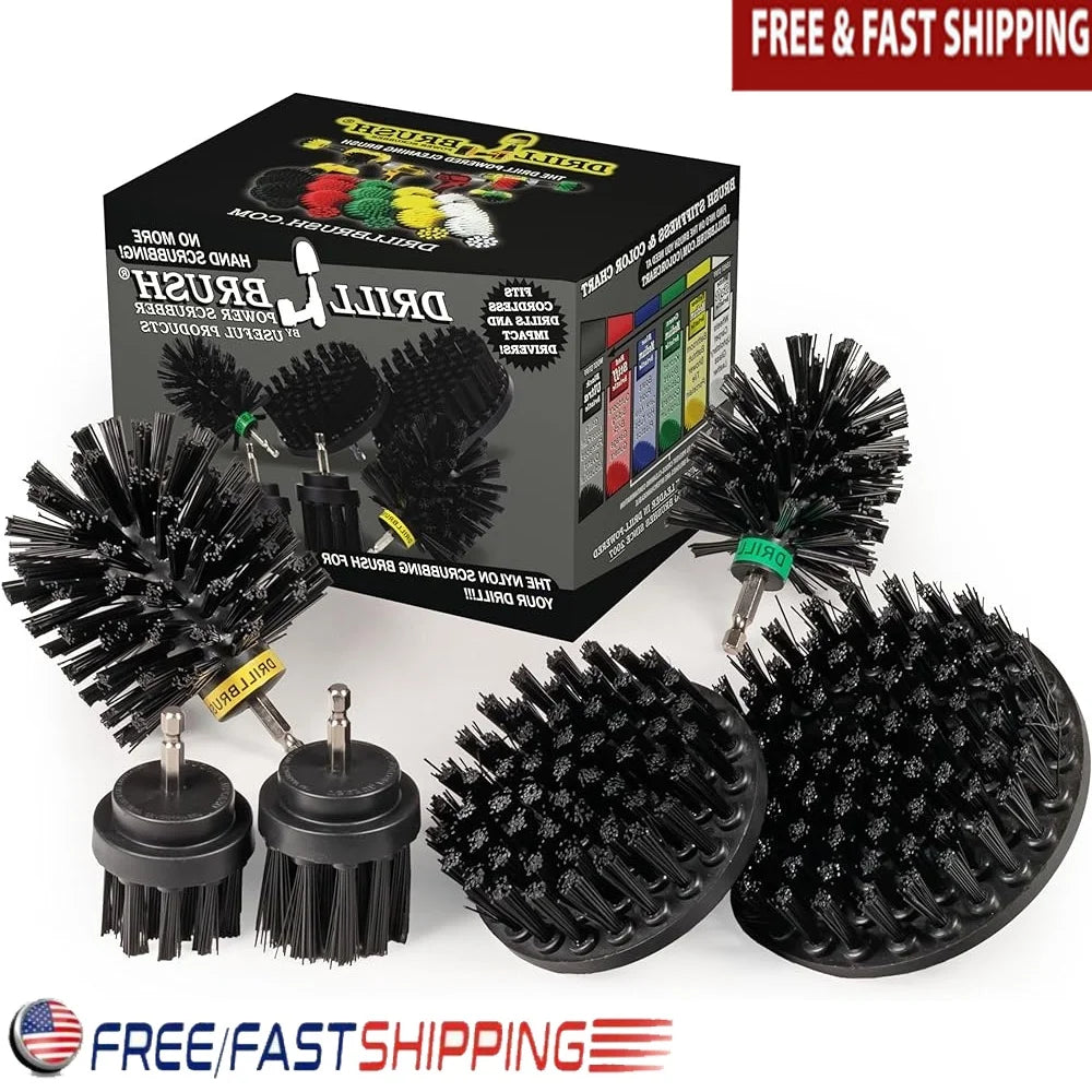 No Wire BBQ Grill Brush Drill Kit Ultra Stiff Cleaning Brushes Power Scrubber Rust Remover Cast Iron Smoker Oven Cleaner - Cooky Kitchenware