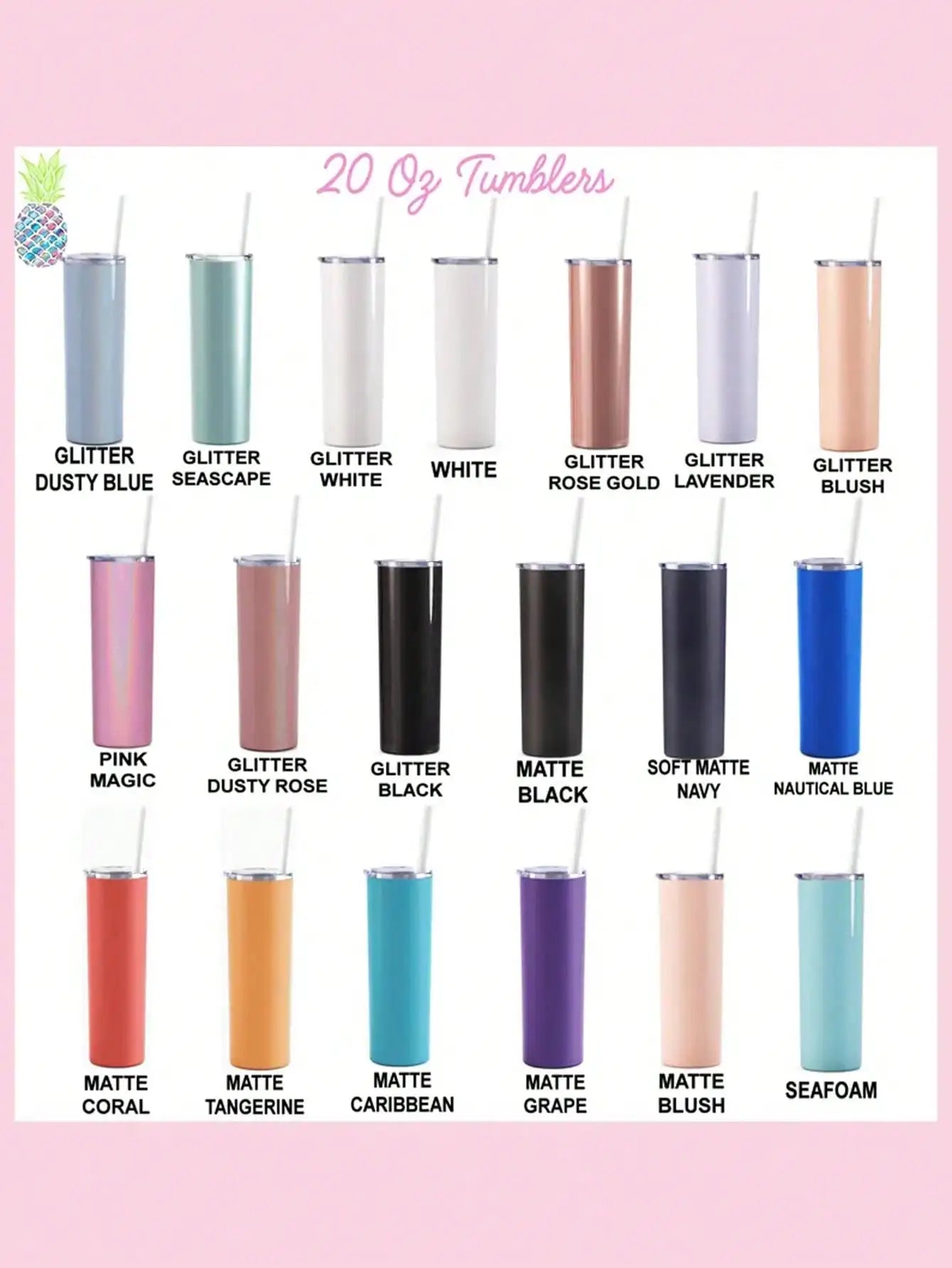 Personalized Name Tumbler With Straw, Customized Colorful 20oz Stainless Steel Insulated Tumbler- Double Wall Lid