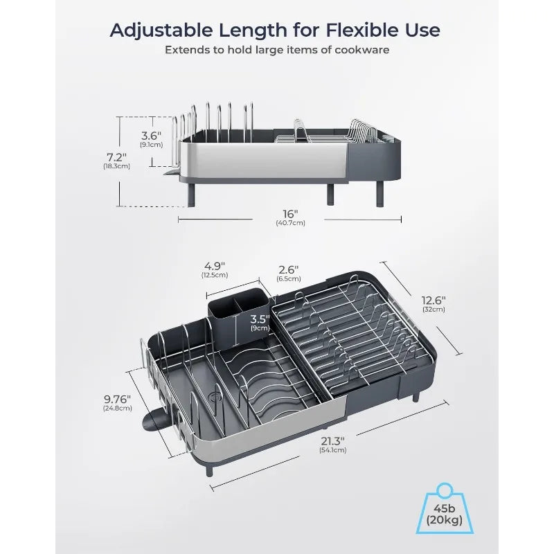 Expandable Dish Drying Rack, Multifunctional Holder for POTS and Pans, Space-saving Kitchen Drying Rack, Dish Holder for Kitchen - Cooky Kitchenware