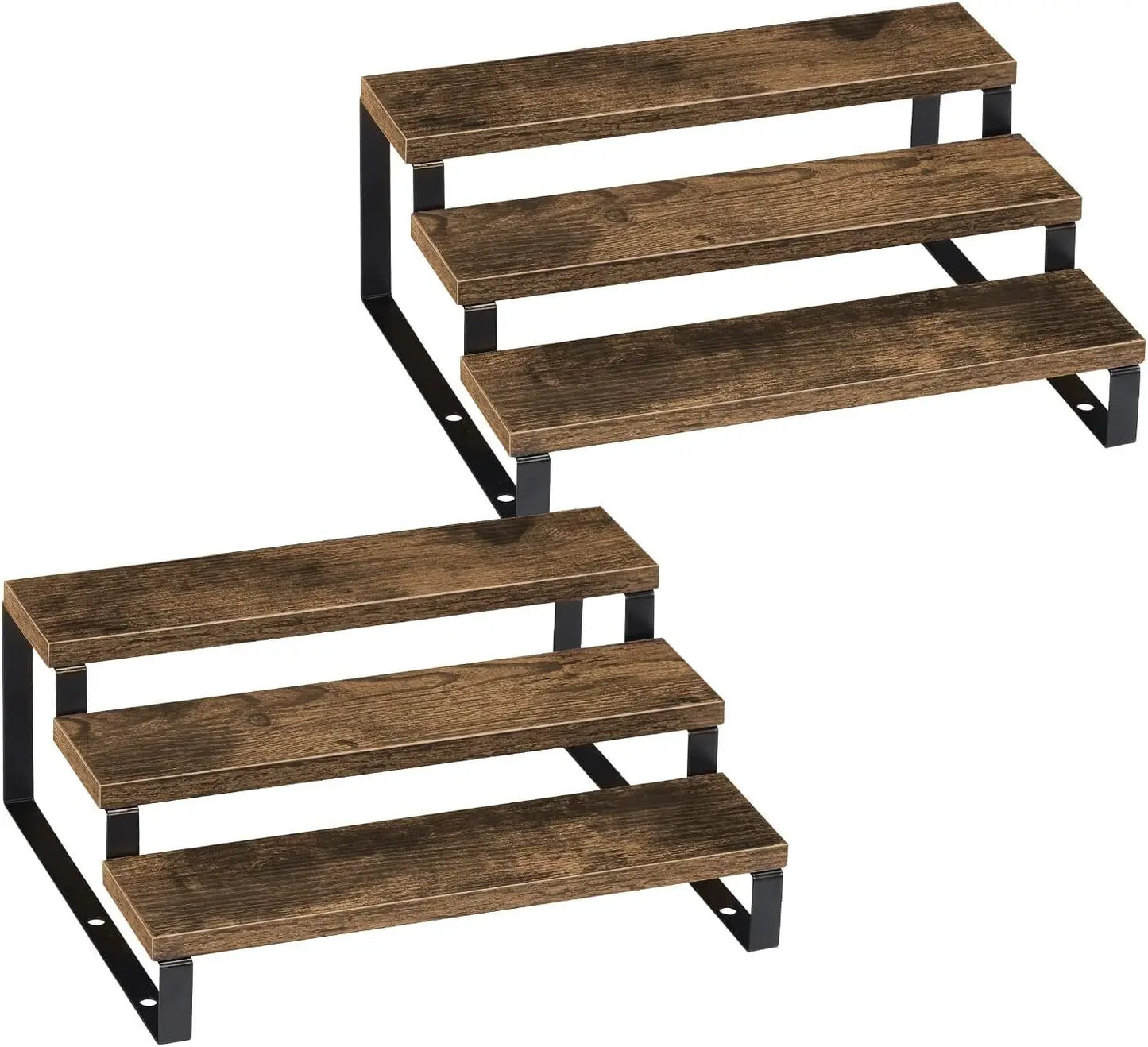 3 Tier Wooden Spice Rack Organizer for Kitchen Cabinet and Countertop Expandable Spice Rack Shelf Set of 2 - Cooky Kitchenware