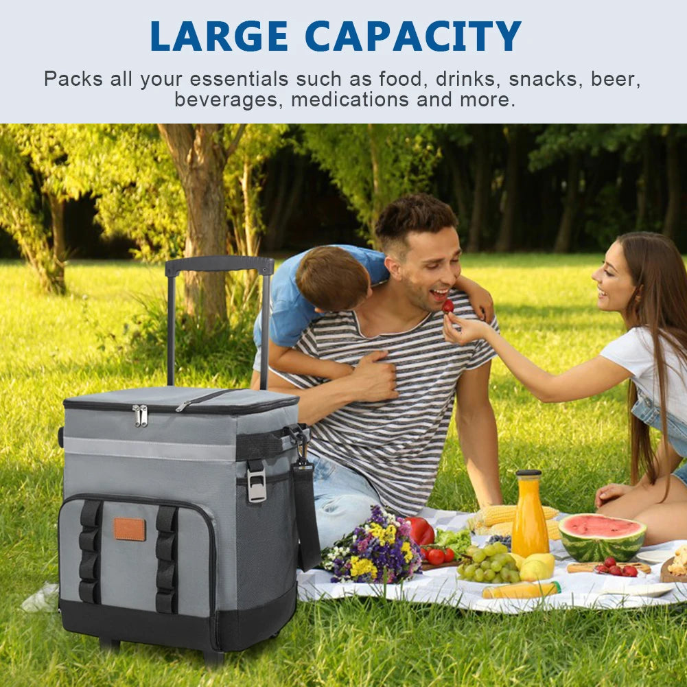 Insulated Rolling Cooler Bag Leak Proof Large Thermal Food Delivery Box Detachable Food Storage Container for Travel BBQ - Cooky Kitchenware
