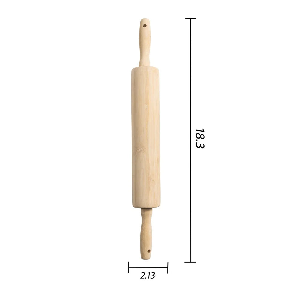Classic Bamboo Rolling Pin 18.3 Inch Eco-Friendly Kitchen Tool Smooth Surface Easy Grip Durable Design Baking Pastry Dough - Cooky Kitchenware