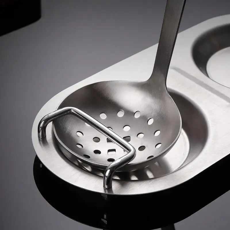 Spoon Rest Stainless Steel Ladle Holder Kitchen Countertop Utensils Spoon Rest Spatula Ladle Utensils Rest Space Saving - Cooky Kitchenware