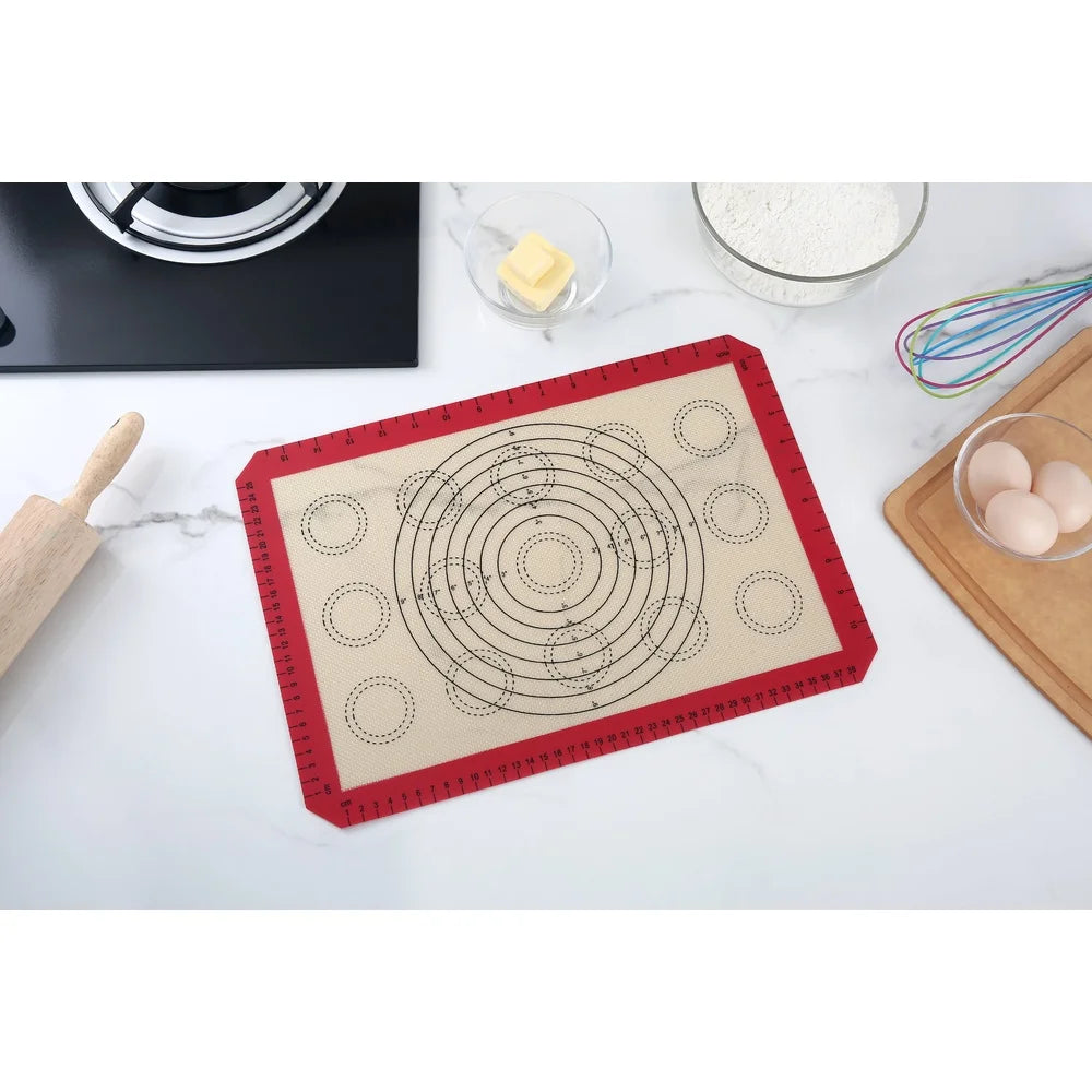 Reusable Silicone Baking Mat Non-Stick Oven Safe with Measurement Guides Fits Half-Sheet Pan Ideal Healthy Cooking Easy Clean - Cooky Kitchenware