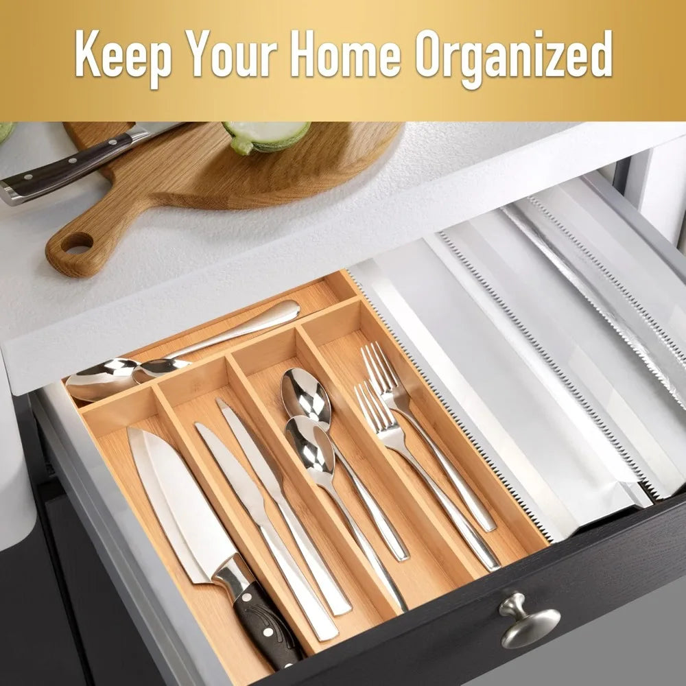 Silverware Organizer Kitchen Drawer Organizer Utensil Organizer Bamboo Silverware Holder Cutlery Organizer in Drawer Flatware Or - Cooky Kitchenware