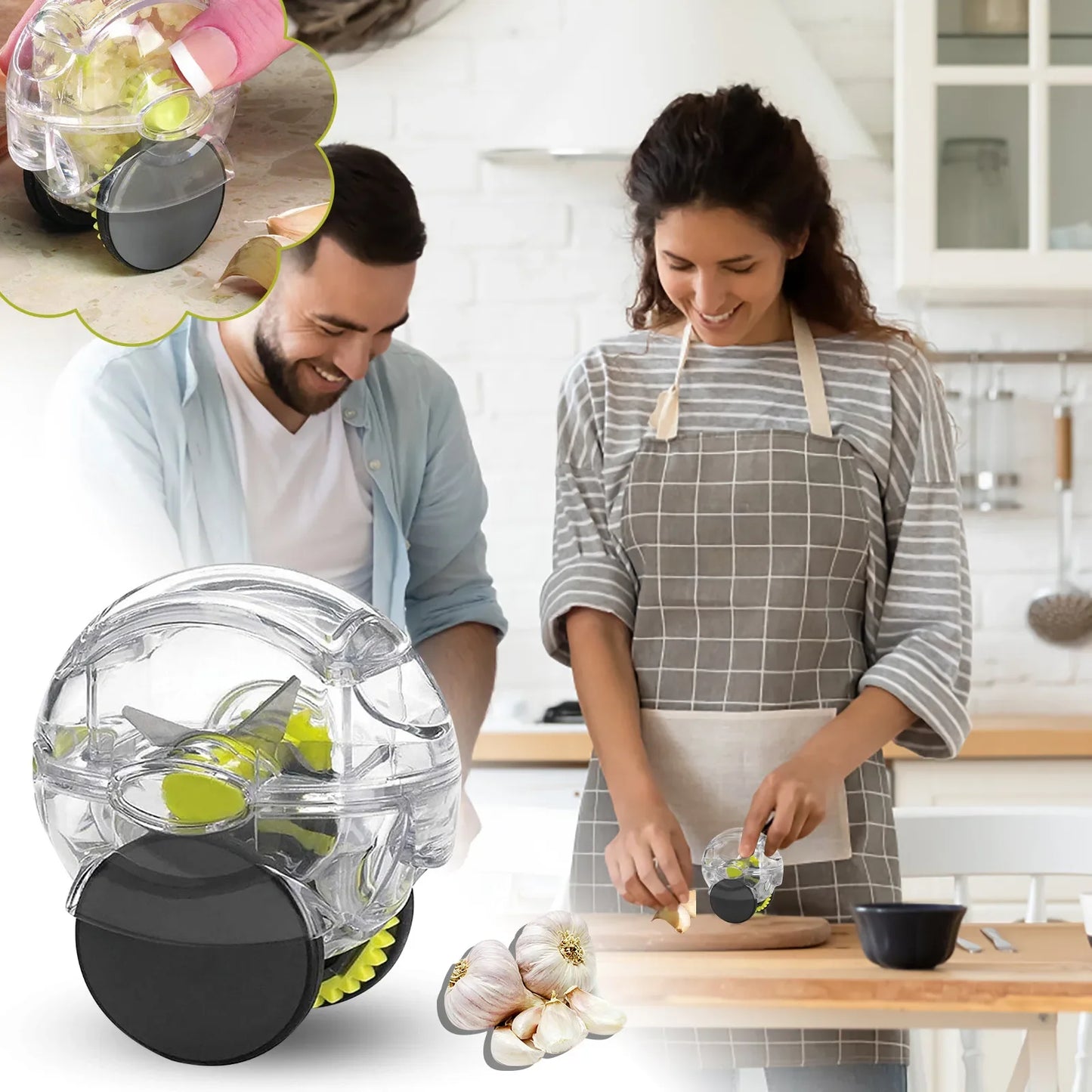 Kitchen Gadget Tool Garlic Chopper Wheel Garlic Mincer Roller Kitchen Aid Garlic Hand Crusher Kitchen Items Outils Cuisine Salad - Cooky Kitchenware