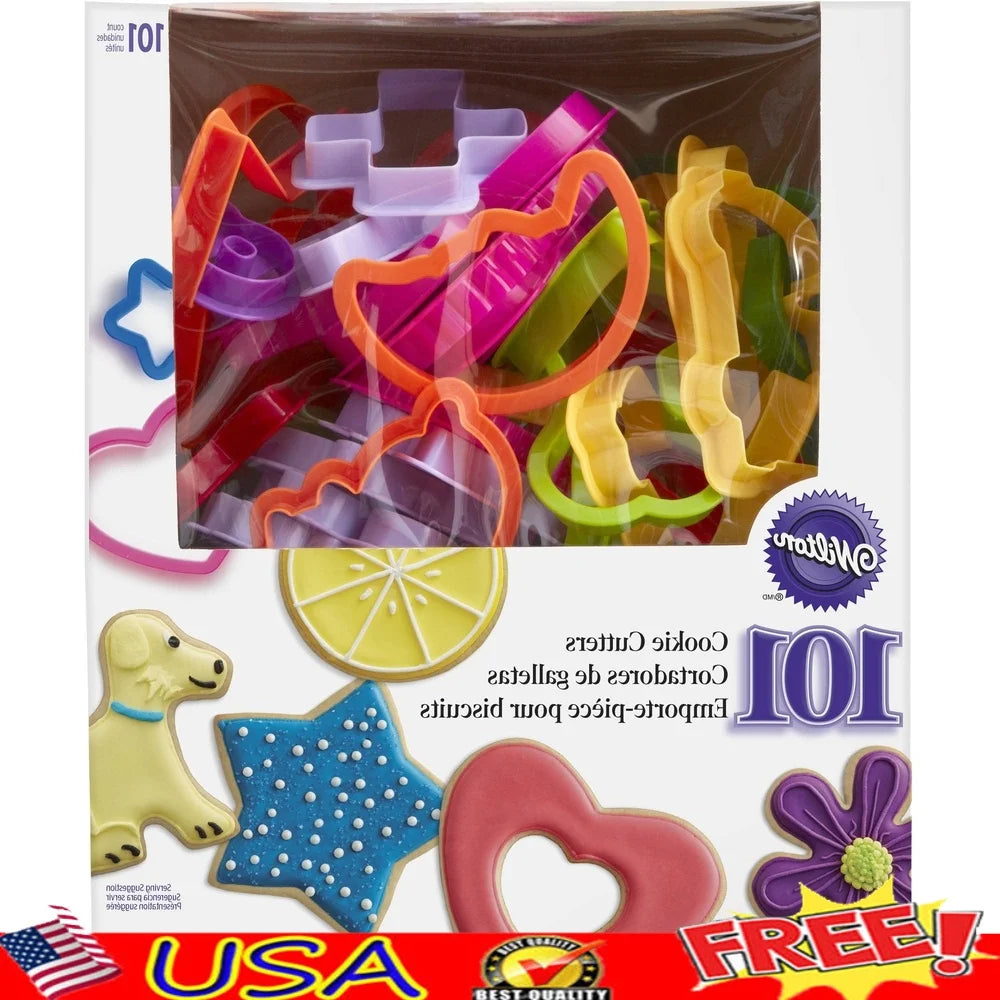 101-Piece Plastic Cookie Cutter Set Holidays Numbers Letters Animal Shapes Baking Decorating Fun Kitchen Tools - Cooky Kitchenware