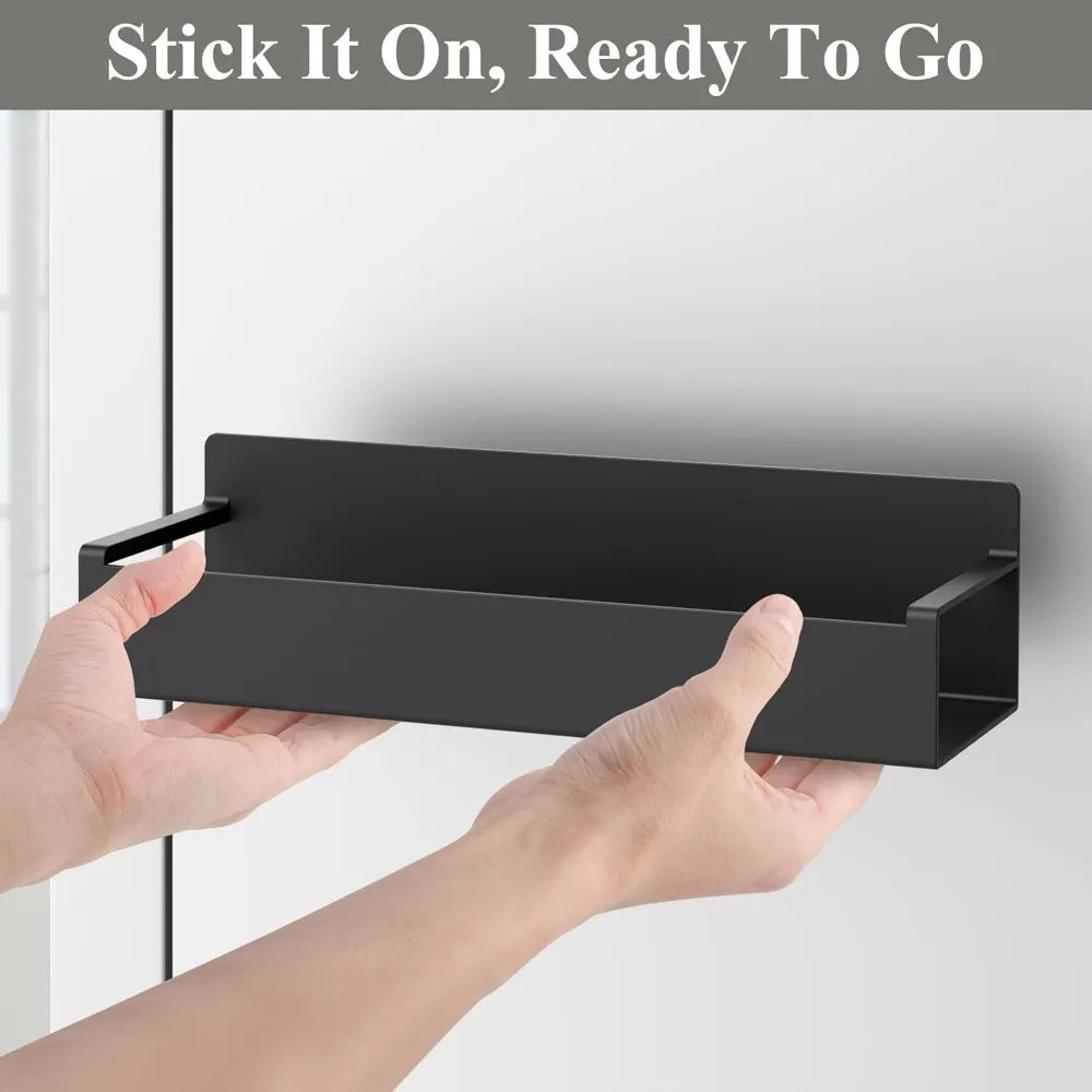 4 Pack Magnetic Spice Rack Organizer for Refrigerator and Oven Black Fridge Organizers and Storage for Kitchen - Cooky Kitchenware