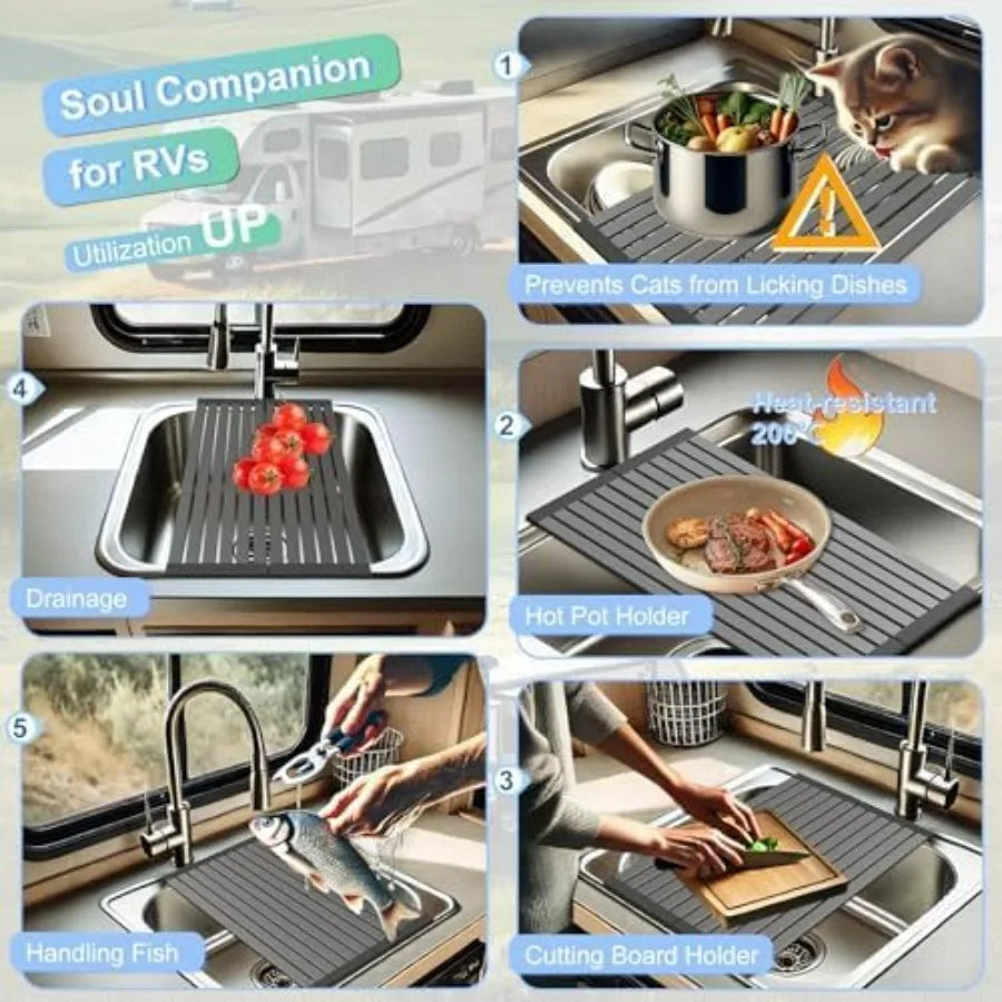 Mamakura Roll Up Dish Drying Rack Over The Sink Hangable Dish Drying Rack Foldable Sink Rack Stainless Steel Sturdy AntiSlip Mu