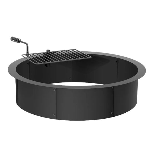 Fire Pit Ring w BBQ Fire Ring 35 Inch Outer Steel DIY Campfire Firepit - Cooky Kitchenware