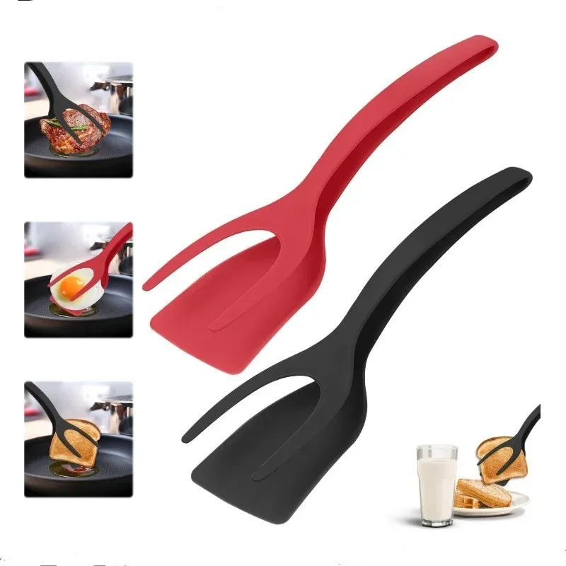 2-in-1 Silicone Tongs & Spatula for Steak, Pancake, Egg, Kitchen Cooking Tools - Cooky Kitchenware