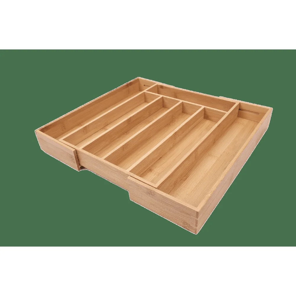 Natural Bamboo Expandable Silverware Organizer Adjustable Cutlery Tray Kitchen Drawer Storage Easy Clean Durable Water Resistant - Cooky Kitchenware