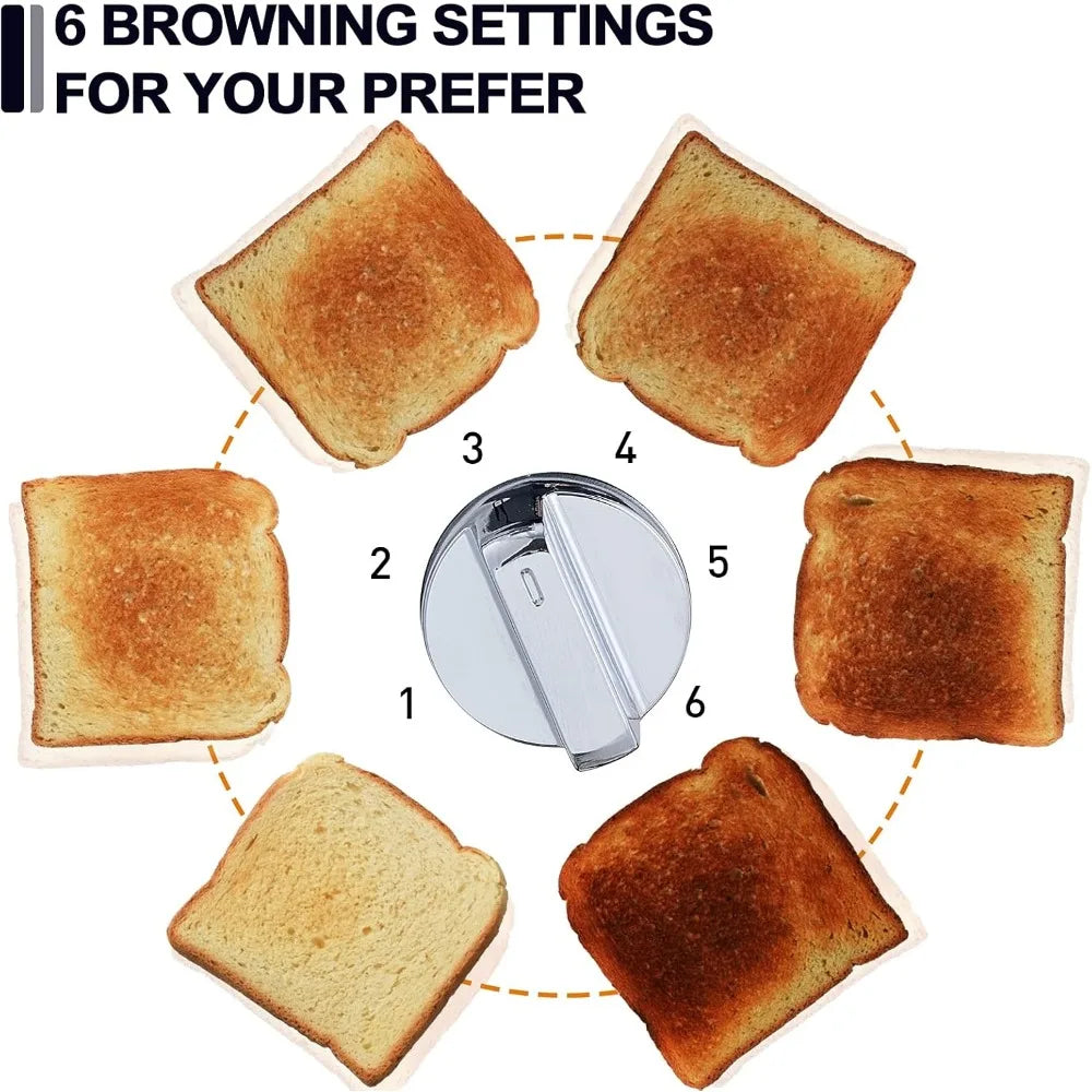 Stainless Steel Toaster with Large LED Display, Bread Toaster 1.5'' Extra-wide Slots with 6 Browning Settings, Cancel/Bagel - Cooky Kitchenware