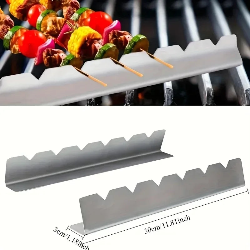 2 Piece Kebab Rack Skewer Holders Stainless Steel Barbecue