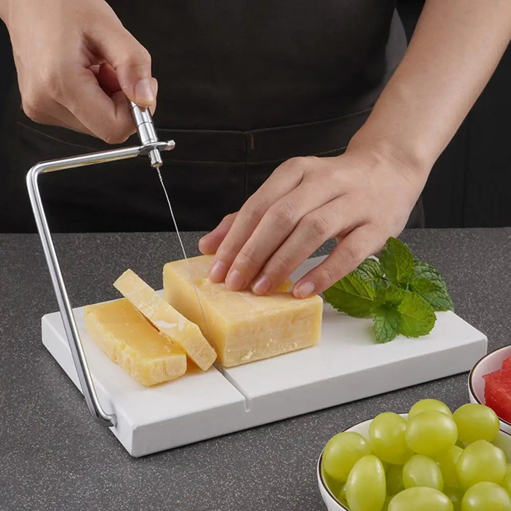 Cheese Slicer Stainless Steel Wire Cutter For Block Cheeses Marble Board Parmesan Butter Cutting Tool Non-Slip Kitchen Gadget - Cooky Kitchenware