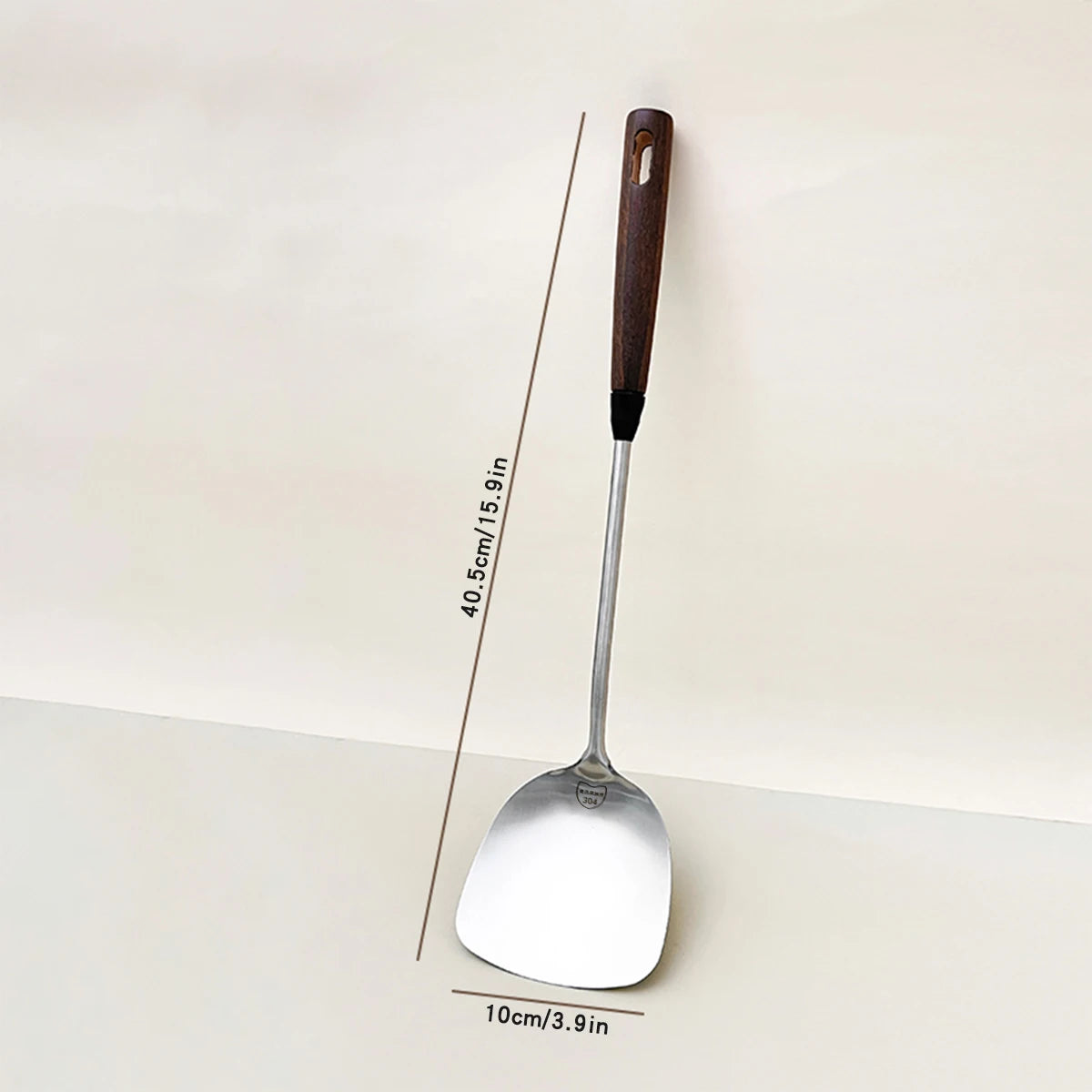WORTHBUY 304 Stainless Steel Turner With Wooden Handle Heat Resistant Long Handle Soup Ladle Spatula Kitchen Cooking Utensils - Cooky Kitchenware