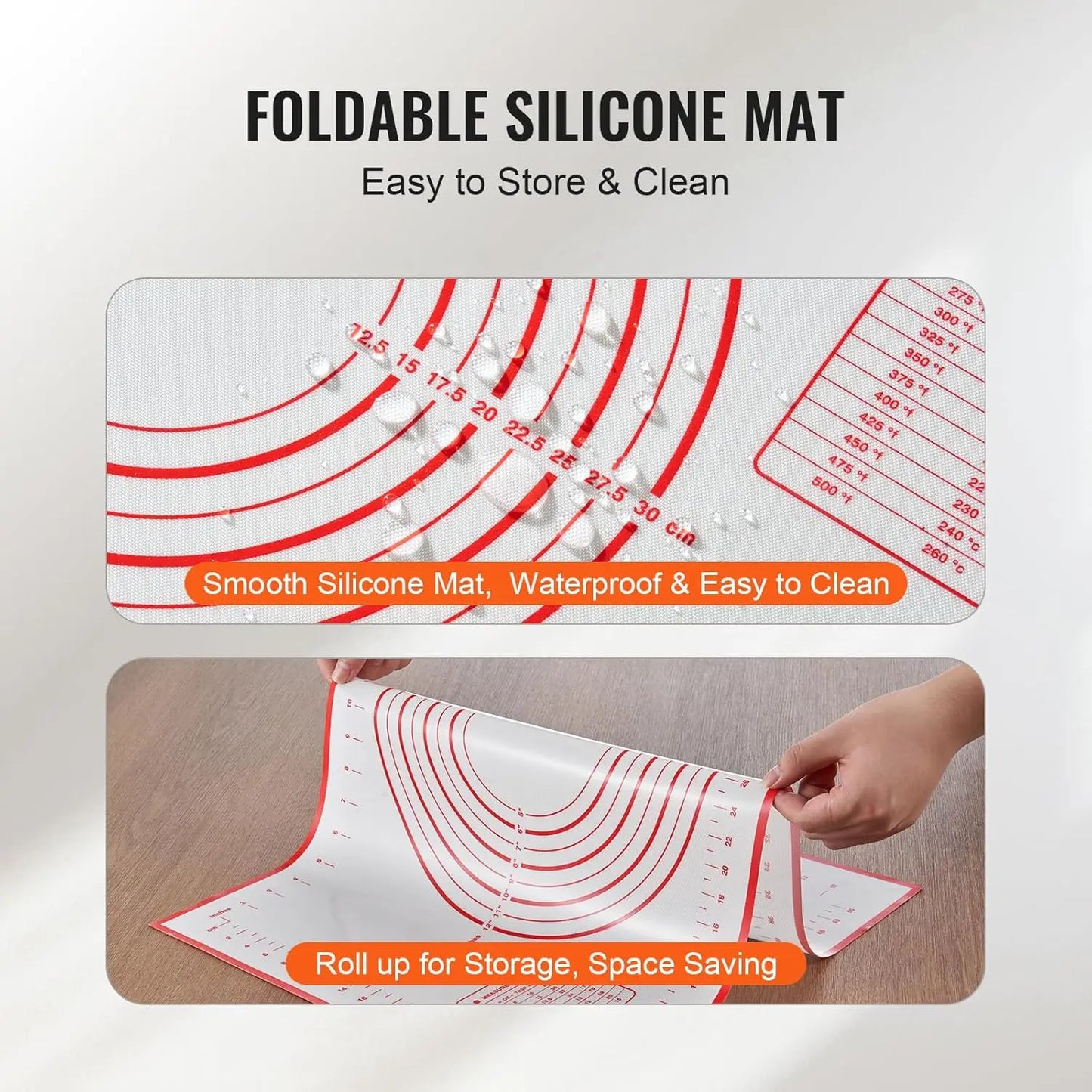 Rolling Pin with Thickness Rings and Nonstick Pastry Baking Mat Set for Fondant Pizza Pastry Pasta Dough and Cookies - Cooky Kitchenware