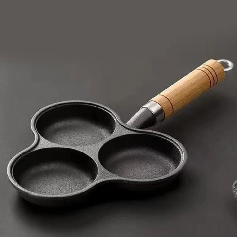 3-Cup Cast Iron Egg Frying Pan Non Stick Pancake Pan with Handle Egg Cooker Omelette Pan for Breakfast Fried Egg Pancakes Steaks - Cooky Kitchenware