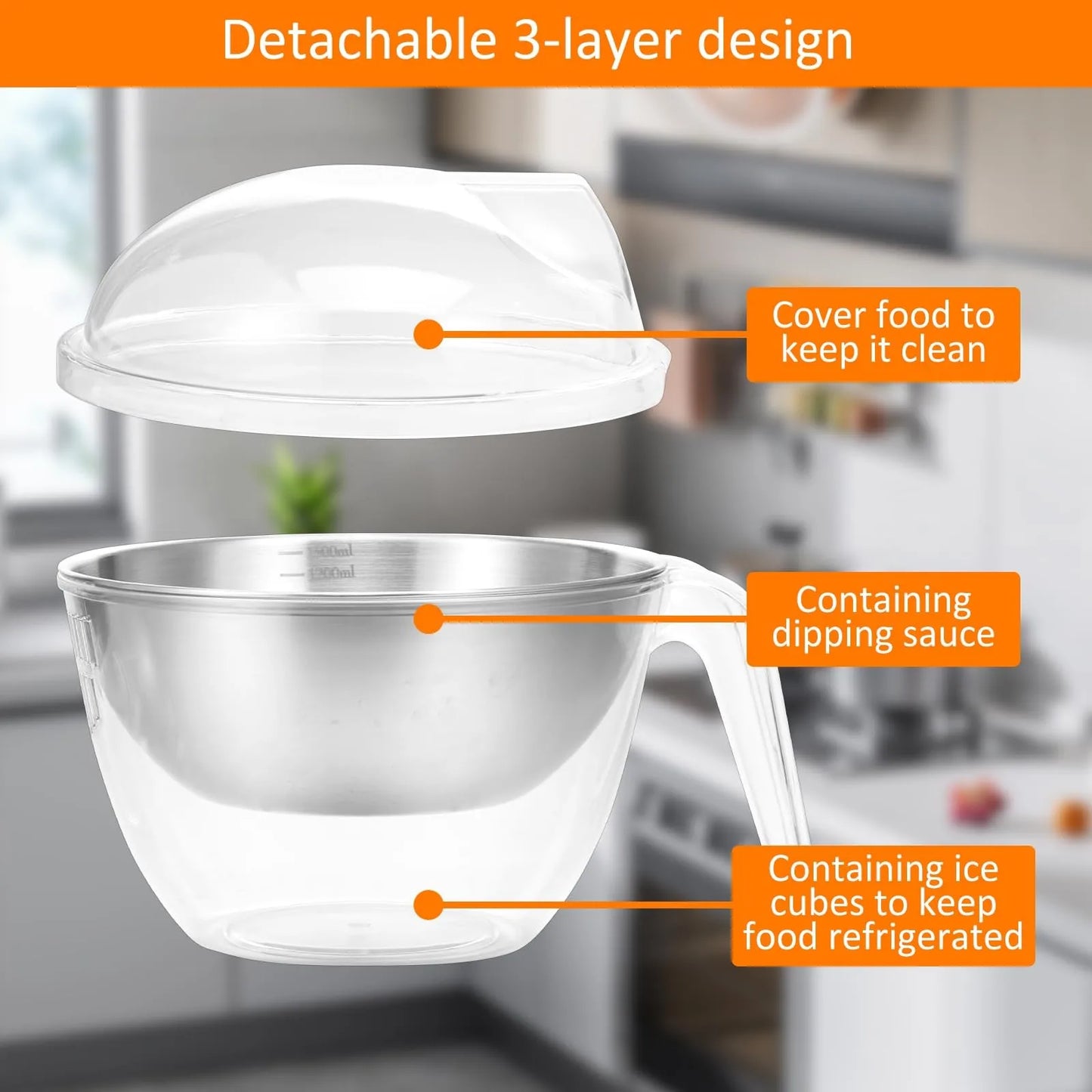 2 Pcs Ice Chilled Dip Bowl With Lid And Handle 50oz Large Capacity Ice Bowl Iced Serving Bowl Reusable Cold Serving Dish For Hum