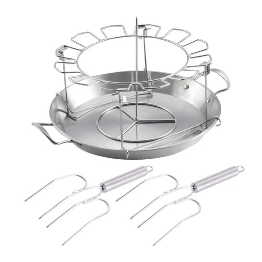 Chicken Leg Grill Rack Round Grill Rack Stainless Steel Wing Rack 12 Slots Non-Stick Drumstick Holder BBQ Accessories With Drip - Cooky Kitchenware