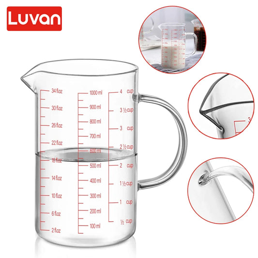 1000ml Heat-Resistant Glass Measuring Cup with Scale Handle for Kitchen Baking and Cooking - Cooky Kitchenware