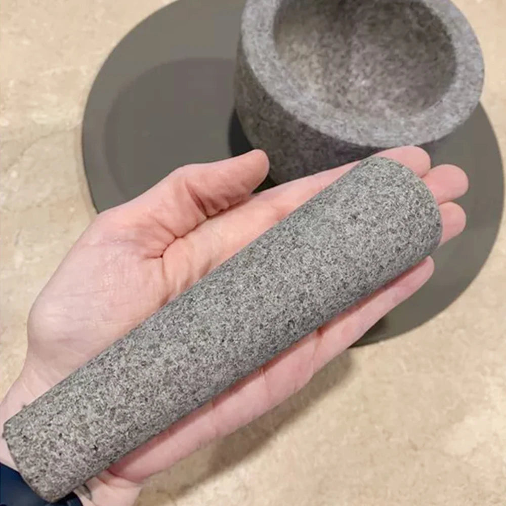 2.1 Cup Granite Mortar and Pestle Set,5.5” Stone Muddler and Bowl,Durable Stone Grinder for Guacamole Garlic Seeds Spices,Gray