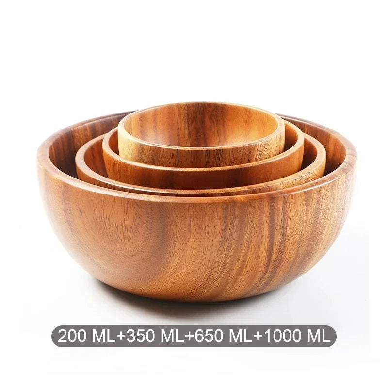 Acacia Wooden Fruit Salad Bowl Japanese Style Rice Bowl