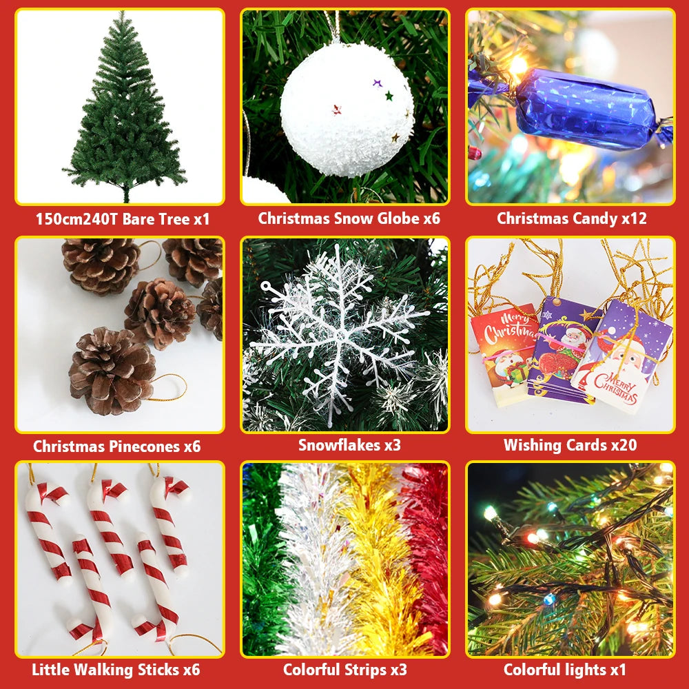 Artificial Christmas Tree Compact Space Saving Sturdy Base Easy Assembly Durable Plastic Green Leaves Holiday Decorations