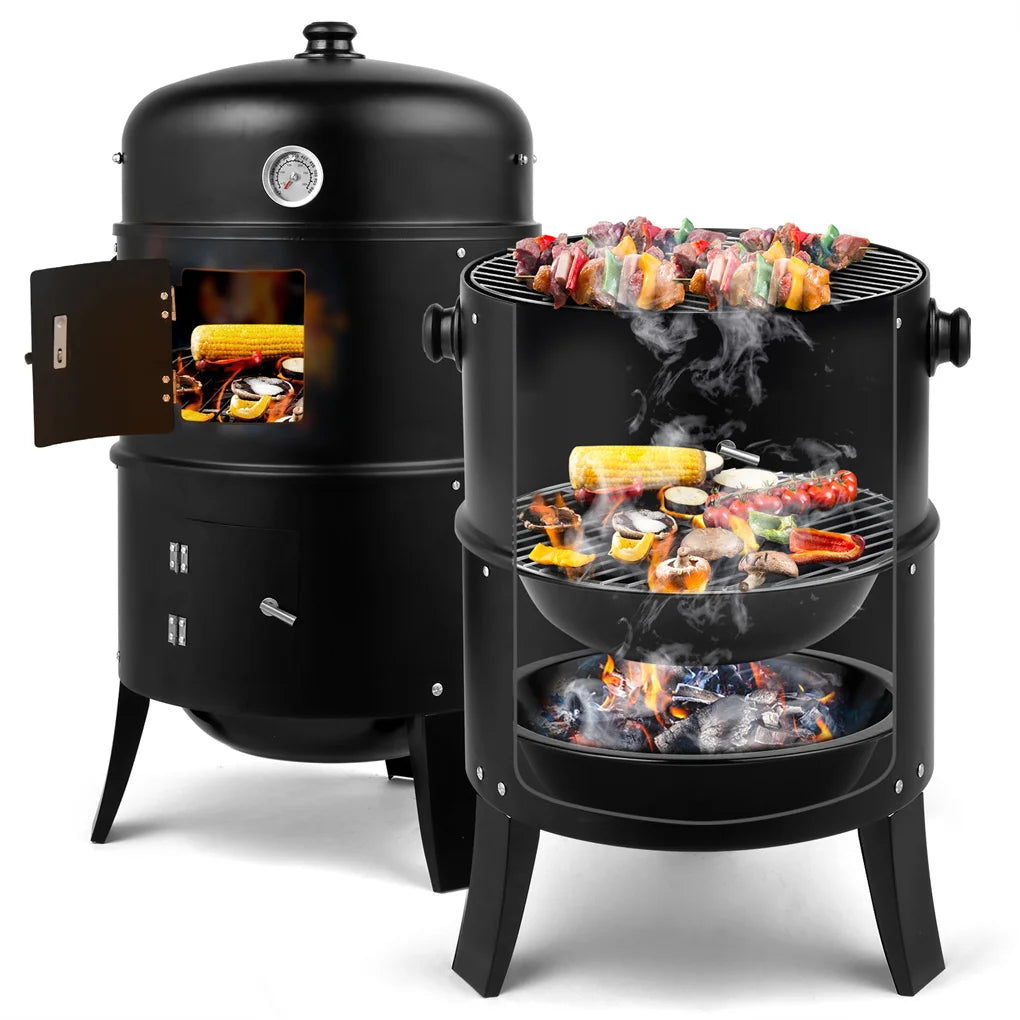 80 Centimeter by 41 Centimeter by 48 Centimeter Iron Spray Smoker Carbon Grill Black - Cooky Kitchenware