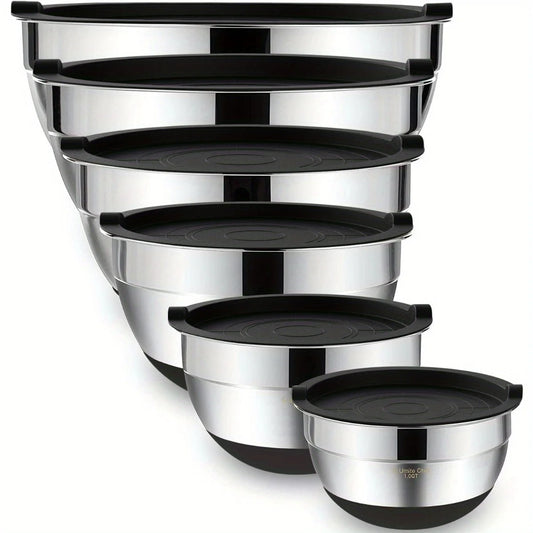 Stainless Steel Mixing Bowls With Airtight Lids 6 Piece