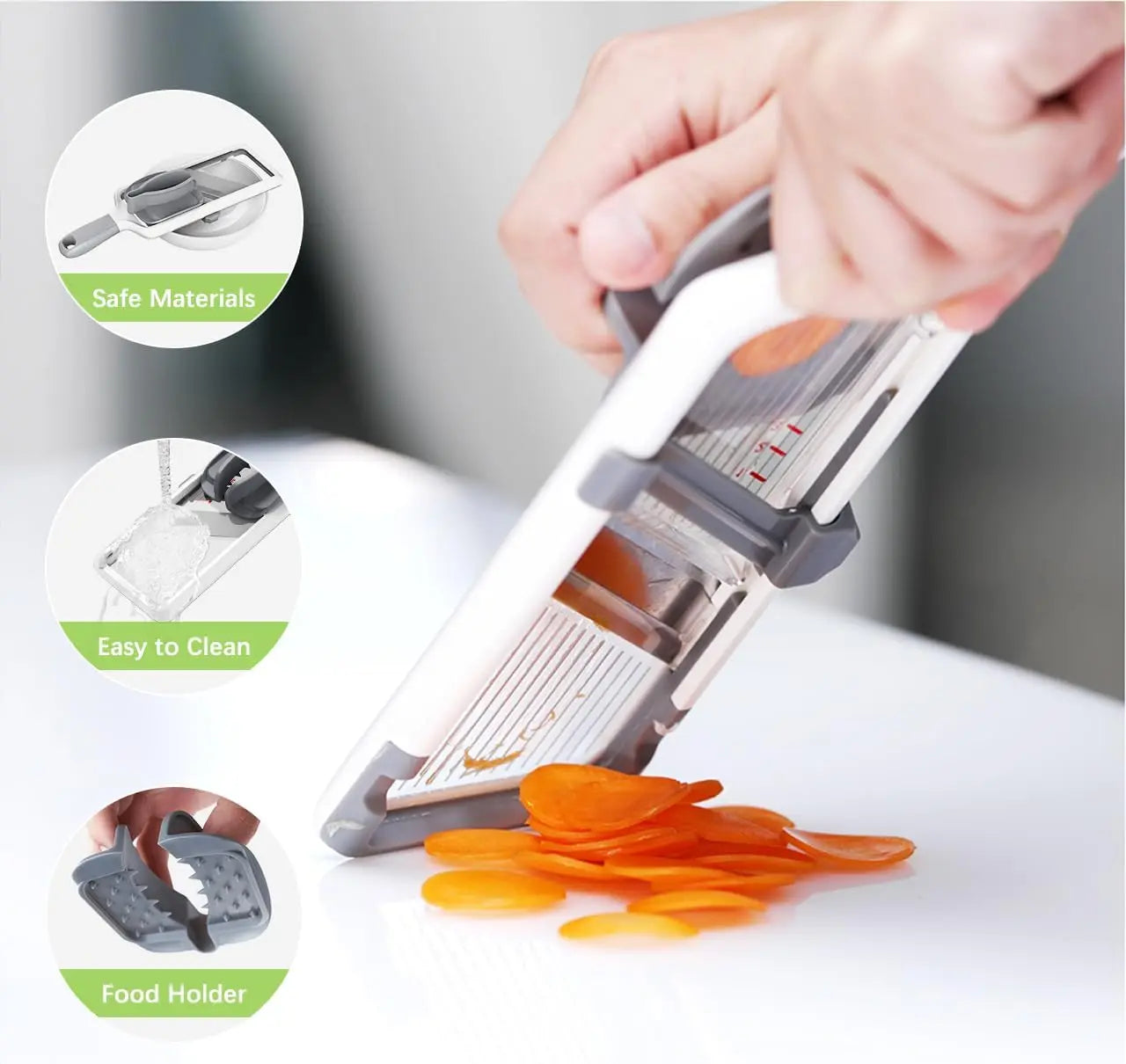 Handheld Mandoline Slicer Vegetable Cutter With Safety Grip