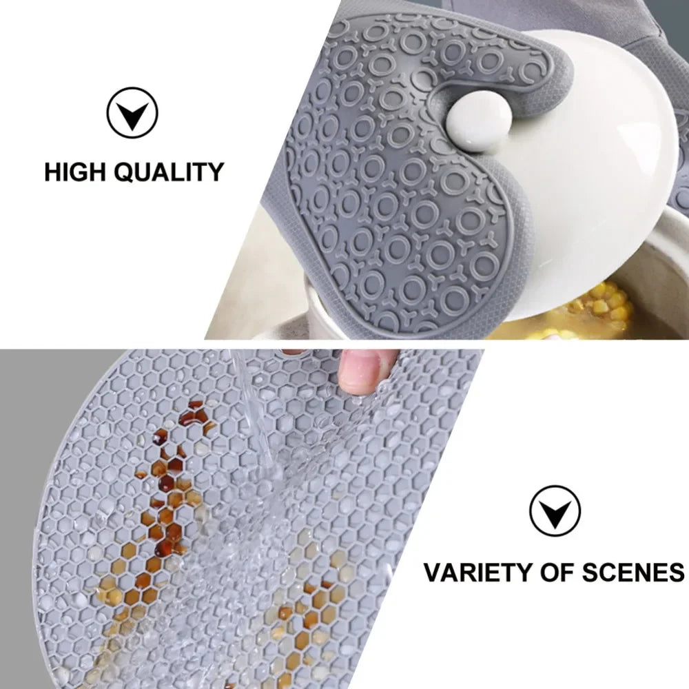 7Pcs/set Microwave Gloves Heat Insulation Silicone Baking Gloves Oven Mitt Pot Holder Nonslip Grilling Pad Hand Clip For Kitchen - Cooky Kitchenware