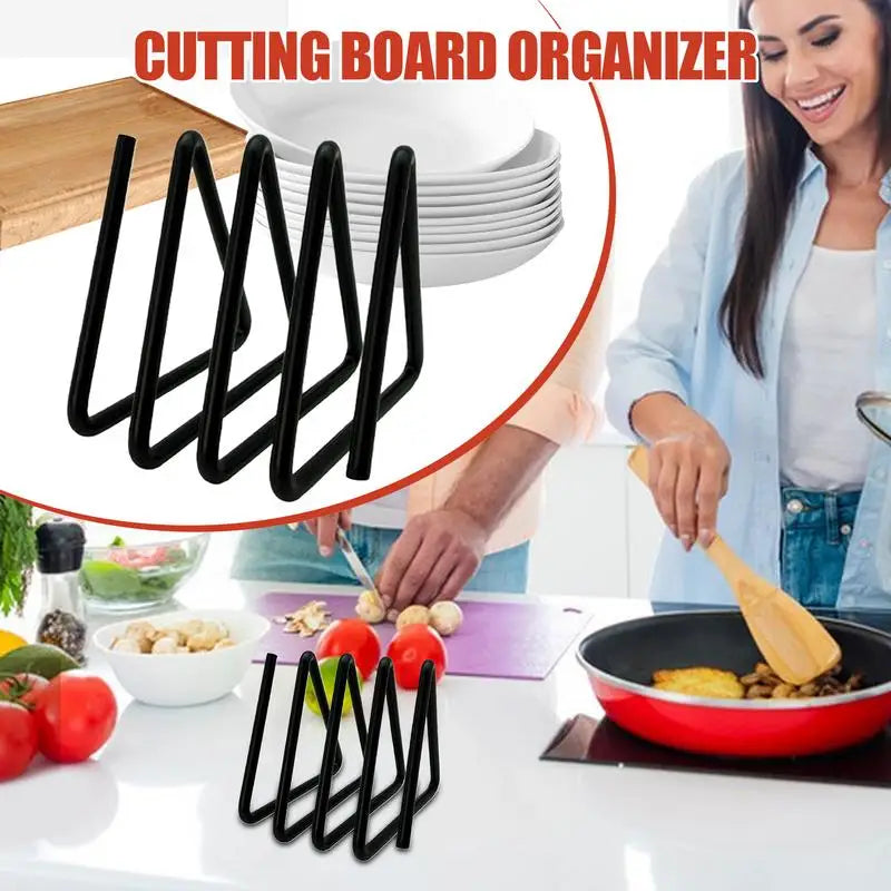 Cutting Board Stand Serving Tray Mount Triangle Shaped Multi-Purpose Space-Saving Cutting Board Organizer For Dorm Room RV - Cooky Kitchenware