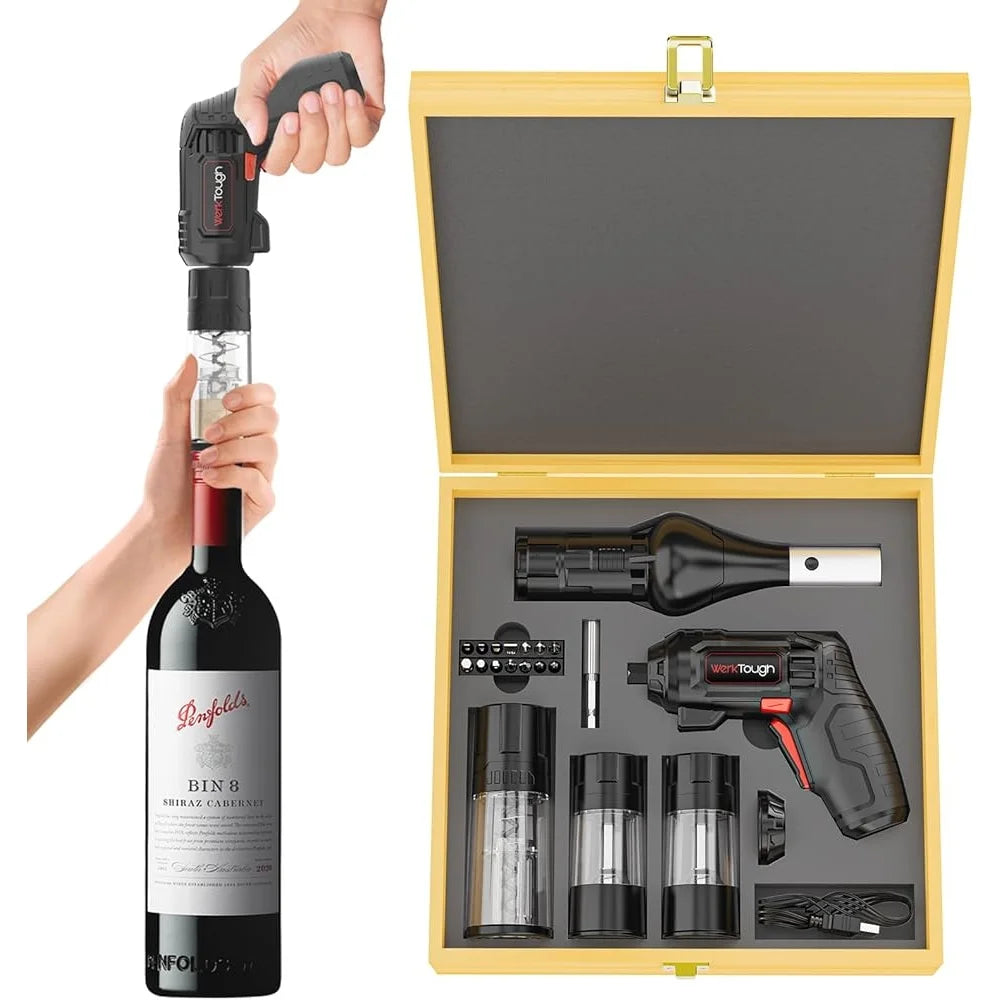 4V Cordless Corkscrew Wine Opener With Grill Kit USB C