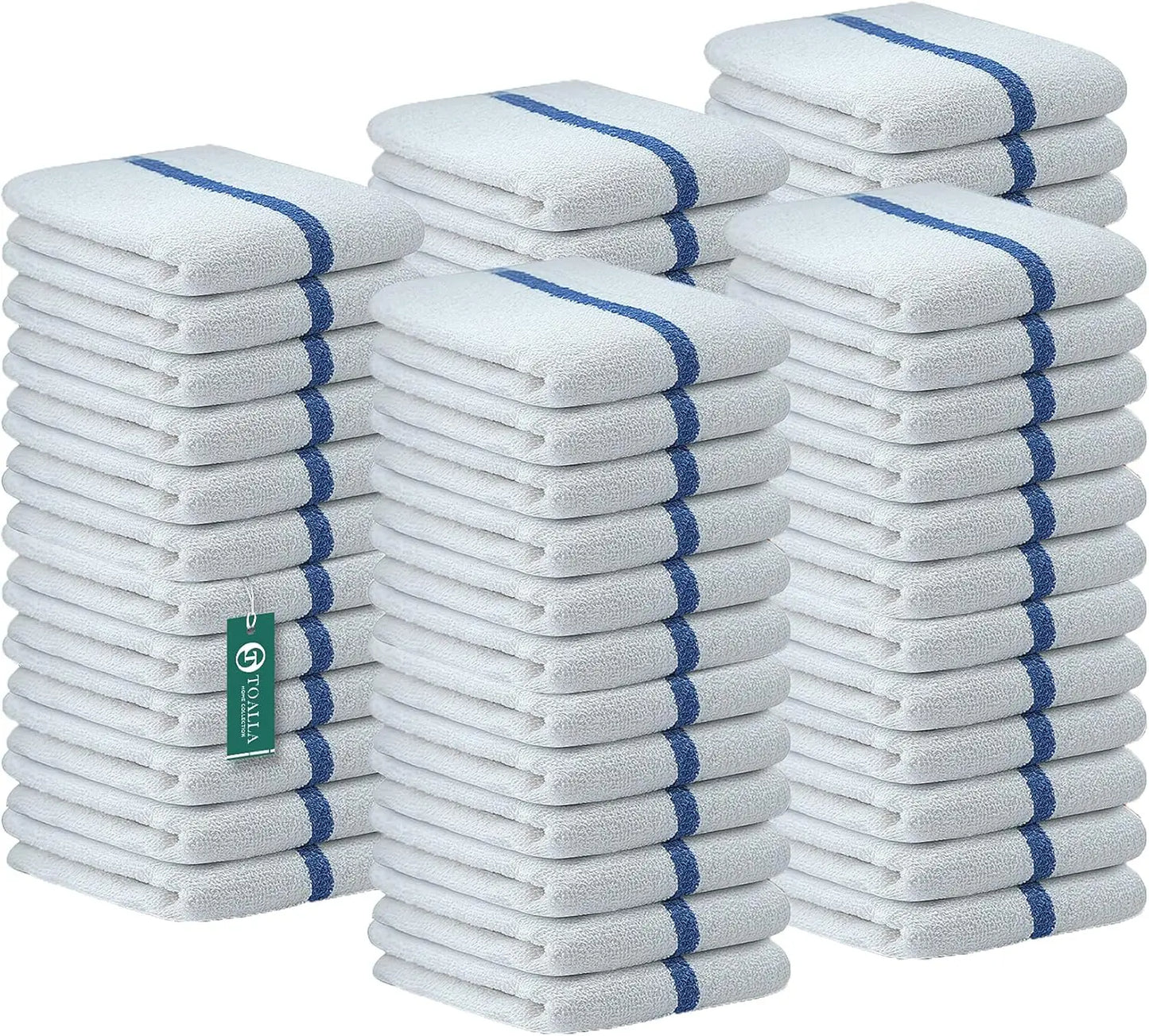 Bar Mop Blue Stripe 10lbs 16x19 Pack of 60 100% Cotton Double Stitched Route Ready Absorbent Kitchen Towel Dish Towels - Cooky Kitchenware