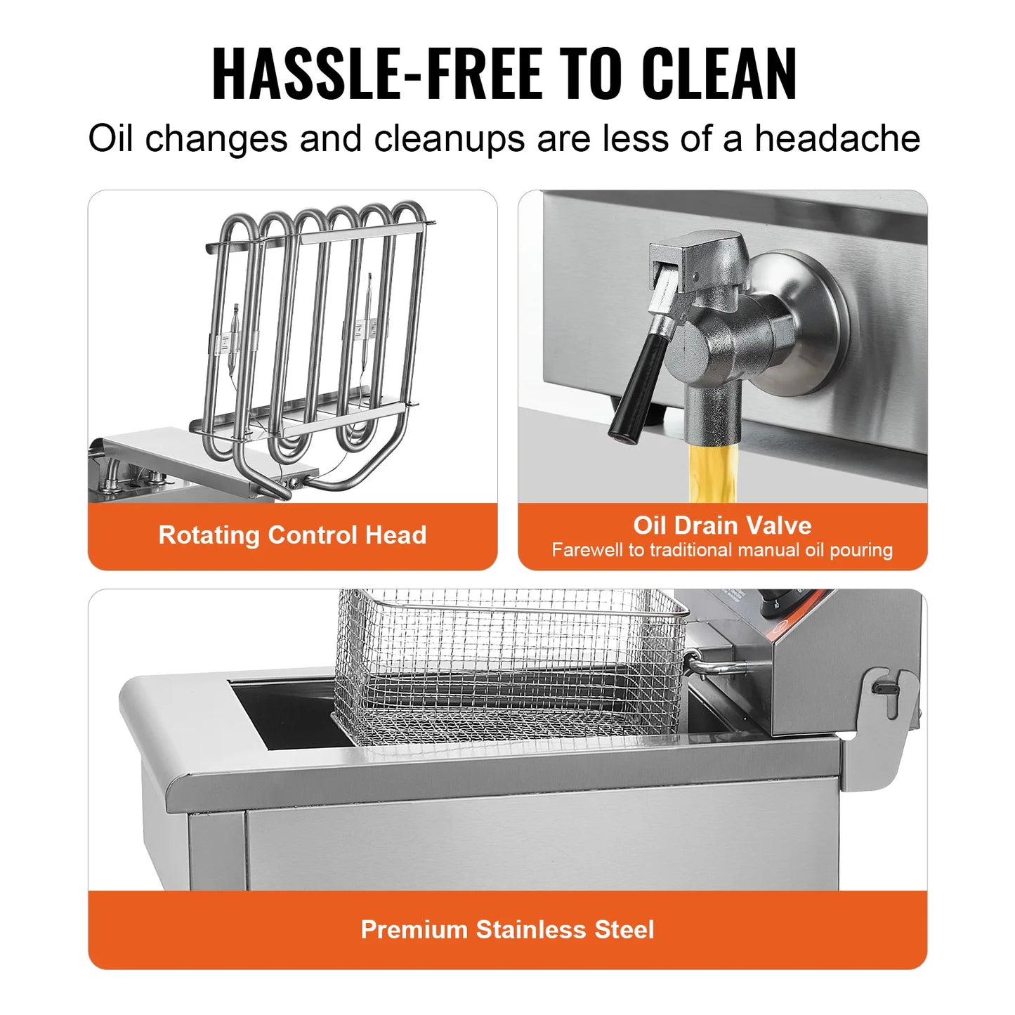 SucceBuy Countertop Deep Fryer Stainless Steel Time Control