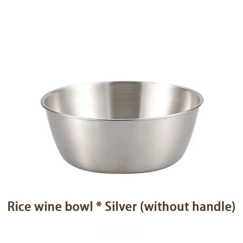 Korean 304 Stainless Steel Rice Wine Bowl With Gold Handle