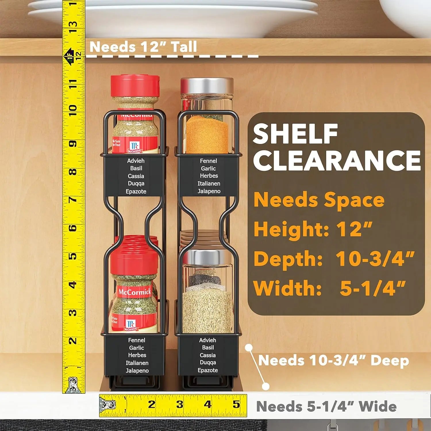Heavy Duty Slide Out Seasoning Kitchen Organizer Cabinet Organizer with Labels - Cooky Kitchenware