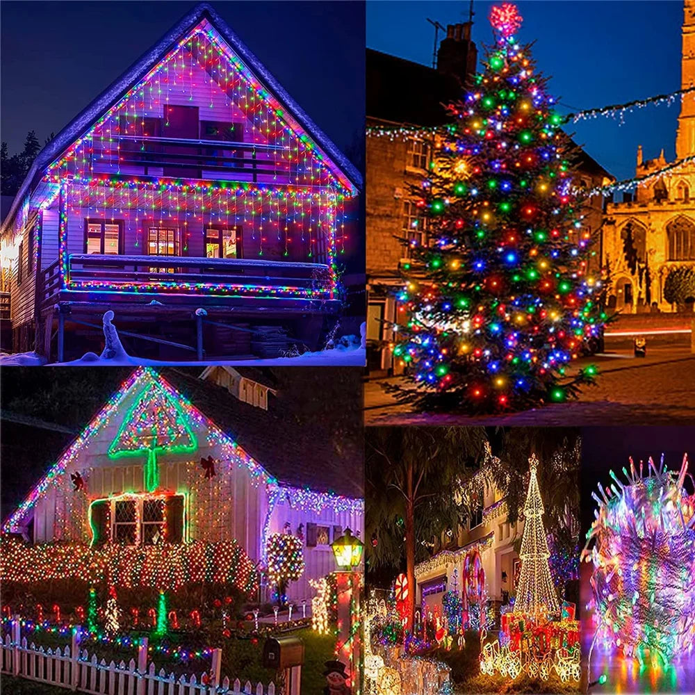 NEW 2024 Christmas Decorations Lights Solar Icicle Curtain Lights 8 Modes Outdoor Waterproof Garden Party New Year Decoration - Cooky Kitchenware