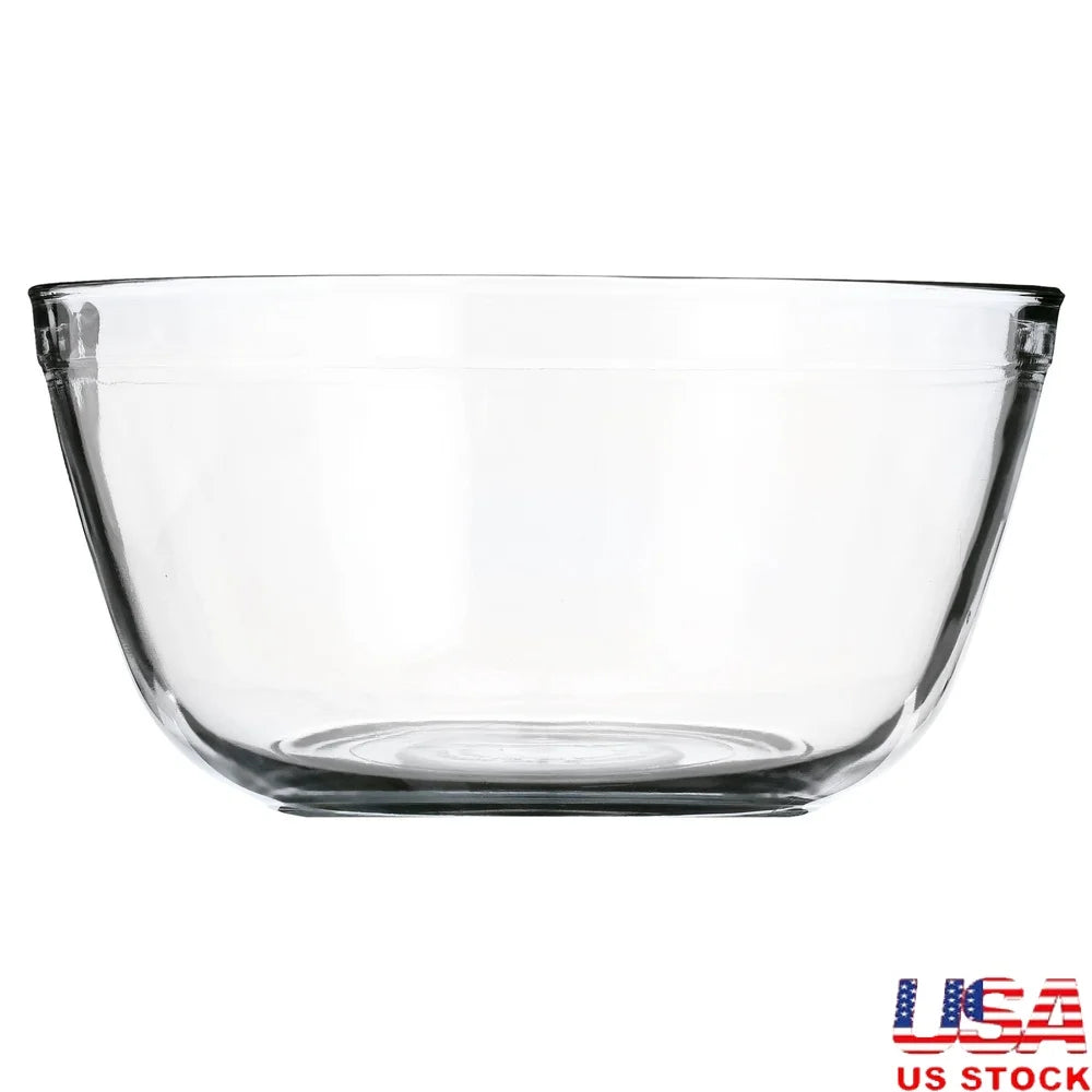 4 Quart Glass Mixing Bowl Extra Durable Shatter Resistant Microwave Safe Nesting Kitchen Prep Storage Bowl Baking Cooking Mixing