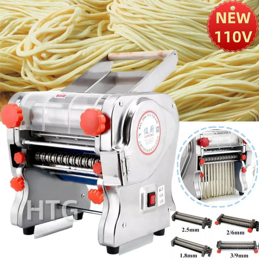 550W Electric Pasta Maker Noodle Machine Dumpling Skin Roller Full Stainless Steel Dual Knife Noodle Maker for Commercial Use - Cooky Kitchenware