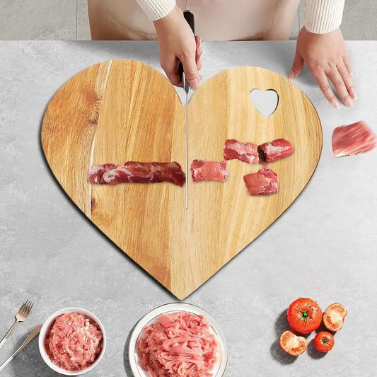 Heart Shaped Cutting Board Cheese Serving Platter Wood Bread Board for Kitchen Food Prep Meats Butter Serving Platter Tray - Cooky Kitchenware