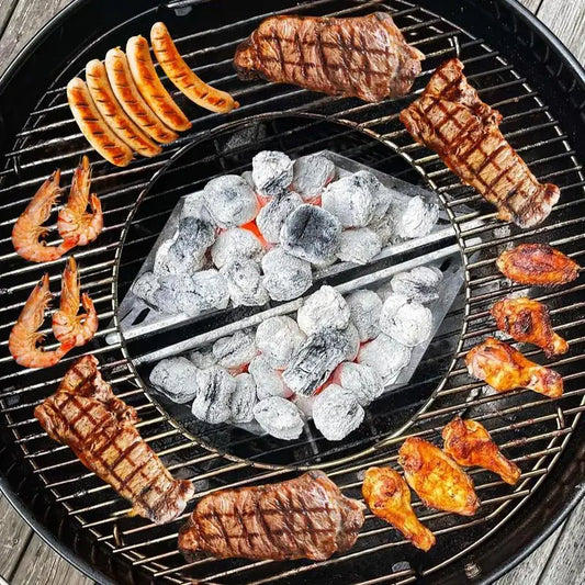 Charcoal Grill Basket Holder for Outdoor Barbecue Mesh Design Charcoal Rack for Camping and Picnic - Cooky Kitchenware
