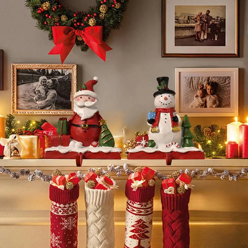 Christmas Stocking Mantel Hooks Resin Fireplace Hanger Table Side Hook Ornament Stocking Hanger For Fireplace Home Decoration