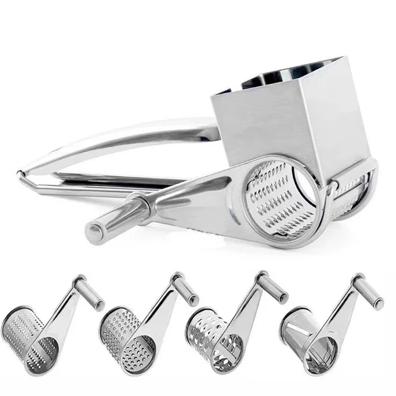 Handheld Stainless Steel Rotary Cheese Grater Kitchen Tool Garlic Carrot Cutter Slicer Shredder Grinder - Cooky Kitchenware